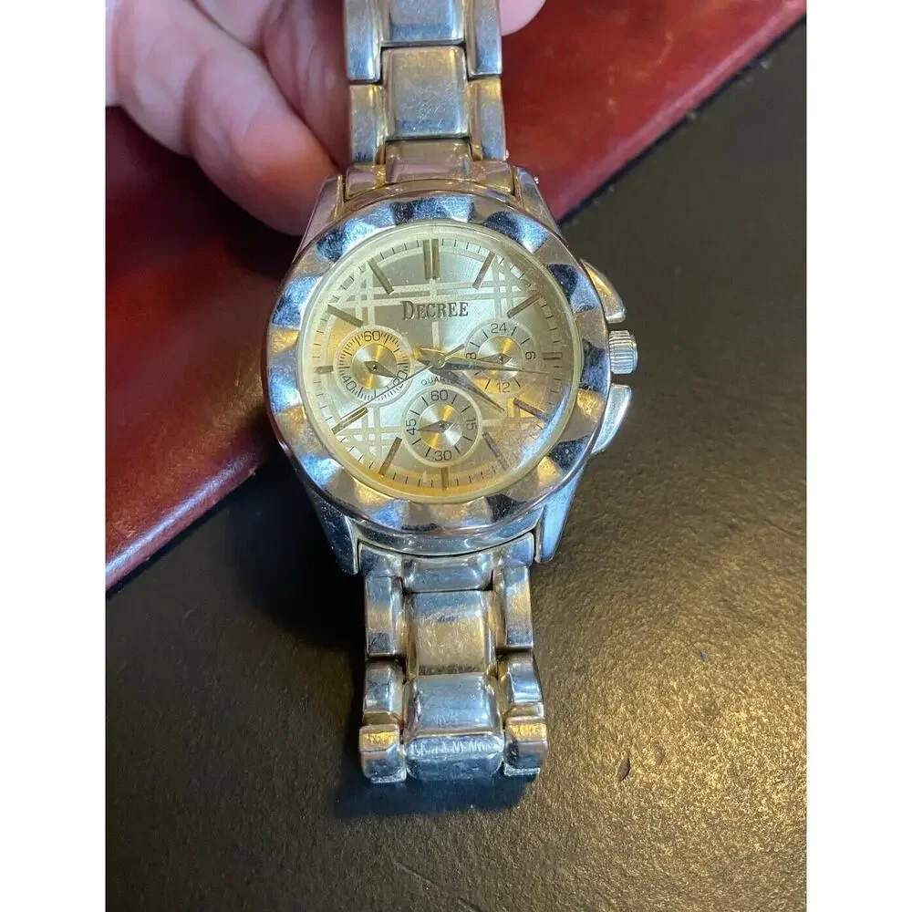 Women's 40mm Decree Watch, Silver Tone with Gold Tone Face, Thick Case
